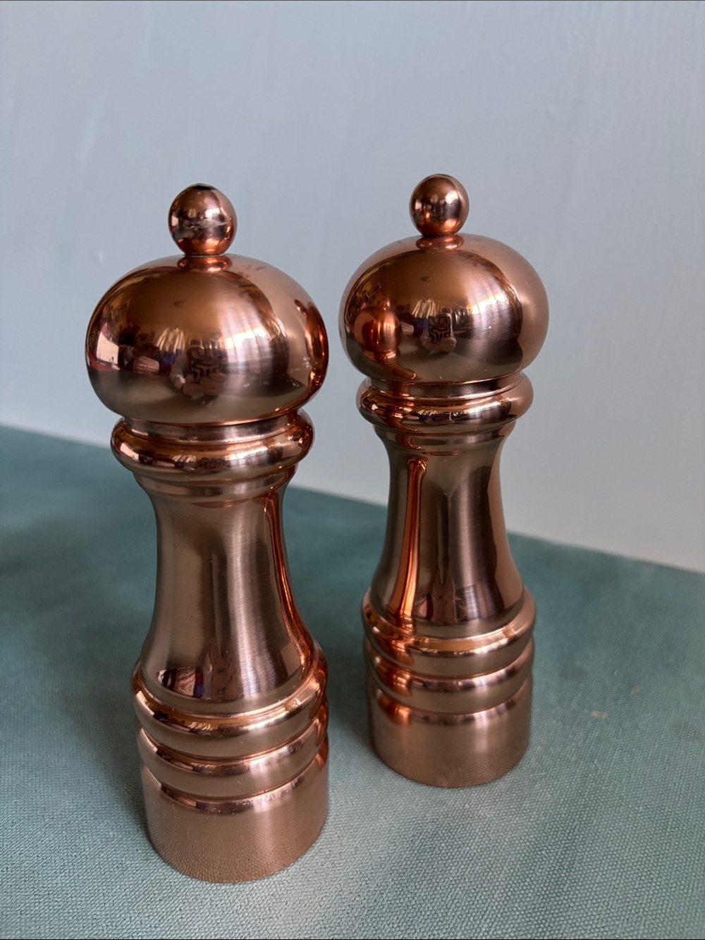 Williams Sonoma Polished Brass Salt + Pepper Mills